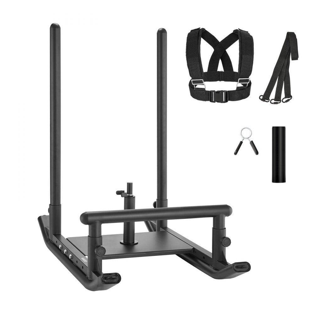 VEVOR Weight Sled, Steel Power Sled, Fitness Strength Training Sleds for Athletic Exercise Speed Improvement, Workout Fitness Equipment with Handle, Compatible with 1/2 in Weight Plates, Black