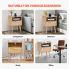 VEVOR Rattan Nightstand, Boho Bedside Table with Drawer Open Shelf, Rattan End Table Wooden Nightstand with Solid Wood Legs, Rattan Side Table with Charging Station, for Bedroom, Study & Living Room