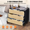 VEVOR 3 Drawer Rattan Dresser, Natural Rattan Closet Dresser with 3 Drawers, Modern Wood Chest Clothing Organizer & Storage Boho Dresser with Sturdy Handles & Legs, for Bedroom, Living Room & Hallway