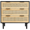 VEVOR 3 Drawer Rattan Dresser, Natural Rattan Closet Dresser with 3 Drawers, Modern Wood Chest Clothing Organizer & Storage Boho Dresser with Sturdy Handles & Legs, for Bedroom, Living Room & Hallway