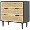 VEVOR 3 Drawer Rattan Dresser, Natural Rattan Closet Dresser with 3 Drawers, Modern Wood Chest Clothing Organizer & Storage Boho Dresser with Sturdy Handles & Legs, for Bedroom, Living Room & Hallway