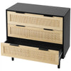 VEVOR 3 Drawer Rattan Dresser, Natural Rattan Closet Dresser with 3 Drawers, Modern Wood Chest Clothing Organizer & Storage Boho Dresser with Sturdy Handles & Legs, for Bedroom, Living Room & Hallway