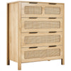 VEVOR 4 Drawer Rattan Dresser, Boho Dresser, Rattan Chest of Drawers with Spacious Storage, Natural Rattan Dresser for Bedroom, Living Room & Hallway,Rattan Nightstand with Sturdy Handles&Legs, Brown