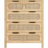 VEVOR 4 Drawer Rattan Dresser, Boho Dresser, Rattan Chest of Drawers with Spacious Storage, Natural Rattan Dresser for Bedroom, Living Room & Hallway,Rattan Nightstand with Sturdy Handles&Legs, Brown