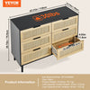 VEVOR 6 Drawer Rattan Dresser, Natural Rattan Closet Dresser with 6 Drawers, Modern Wood Chest Clothing Organizer & Storage Boho Dresser with Sturdy Handles & Legs, for Bedroom, Living Room & Hallway