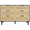 VEVOR 6 Drawer Rattan Dresser, Natural Rattan Closet Dresser with 6 Drawers, Modern Wood Chest Clothing Organizer & Storage Boho Dresser with Sturdy Handles & Legs, for Bedroom, Living Room & Hallway