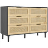 VEVOR 6 Drawer Rattan Dresser, Natural Rattan Closet Dresser with 6 Drawers, Modern Wood Chest Clothing Organizer & Storage Boho Dresser with Sturdy Handles & Legs, for Bedroom, Living Room & Hallway