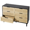VEVOR 6 Drawer Rattan Dresser, Natural Rattan Closet Dresser with 6 Drawers, Modern Wood Chest Clothing Organizer & Storage Boho Dresser with Sturdy Handles & Legs, for Bedroom, Living Room & Hallway