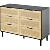 VEVOR 6 Drawer Rattan Dresser, Natural Rattan Closet Dresser with 6 Drawers, Modern Wood Chest Clothing Organizer & Storage Boho Dresser with Sturdy Handles & Legs, for Bedroom, Living Room & Hallway