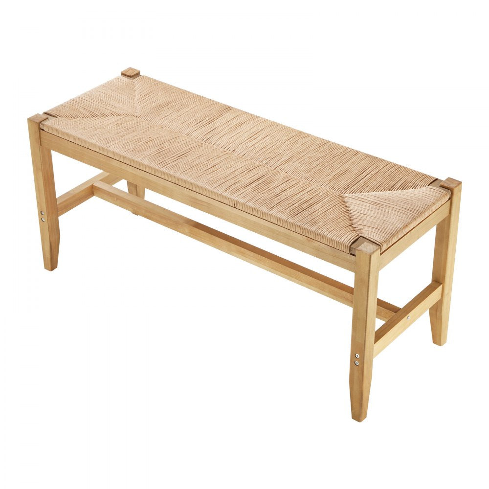 VEVOR Rattan Bench, 40" Wooden Rattan Bench, Entrywway Bench with Oak Wood Legs, Bedroom End of Bed Boho Bench with Hand Woven Rattan, for Living Room, Kitchen