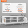 VEVOR Rattan TV Stand, Boho TV Cabinet for 55 inch TV, Mid Century Modern TV Stand, Rattan TV Console with Adjustable Shelfs for  Living Room, Media Room, White