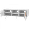 VEVOR Rattan TV Stand, Boho TV Cabinet for 55 inch TV, Mid Century Modern TV Stand, Rattan TV Console with Adjustable Shelfs for  Living Room, Media Room, White