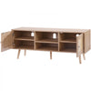 VEVOR Rattan TV Stand, Boho TV Cabinet for 55 inch TV, Mid Century Modern TV Stand, Rattan TV Console with Adjustable Shelfs for  Living Room, Media Room, Oak