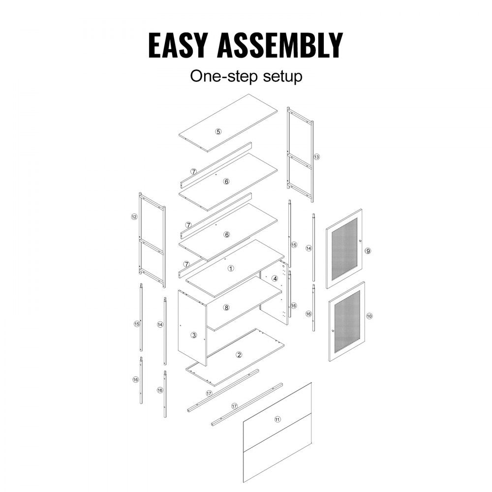 VEVOR Rattan Bookshelf, Ladder Shelf with 2 Doors, Rectangle Freestanding Open Storage Bookcase Rack Organizer, Storage Display Shelves Ideal for Library, Meeting Room, Office, Study, Natural