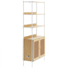 VEVOR Rattan Bookshelf, Ladder Shelf with 2 Doors, Rectangle Freestanding Open Storage Bookcase Rack Organizer, Storage Display Shelves Ideal for Library, Meeting Room, Office, Study, Natural