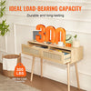 VEVOR Rattan Console Table with 2 Storage Drawers, Rattan Entryway Table with Natural Rattan Sliding Door, Console Sofa Table for Living Room, Study, Entryway Or TV Wall, Natural