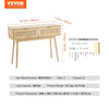 VEVOR Rattan Console Table with 2 Storage Drawers, Rattan Entryway Table with Natural Rattan Sliding Door, Console Sofa Table for Living Room, Study, Entryway Or TV Wall, Natural