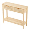 VEVOR Rattan Console Table with 2 Storage Drawers, Rattan Entryway Table with Natural Rattan Sliding Door, Console Sofa Table for Living Room, Study, Entryway Or TV Wall, Natural