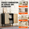 VEVOR Rattan Cabinet, Rattan Storage Cabinet with 2 Magnetic Doors and Adjustable Shelves, Sideboard Buffet Cabinet for Hallway, Entryway, Living Room, or Kitchen, Black