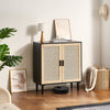 VEVOR Rattan Cabinet, Rattan Storage Cabinet with 2 Magnetic Doors and Adjustable Shelves, Sideboard Buffet Cabinet for Hallway, Entryway, Living Room, or Kitchen, Black