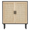 VEVOR Rattan Cabinet, Rattan Storage Cabinet with 2 Magnetic Doors and Adjustable Shelves, Sideboard Buffet Cabinet for Hallway, Entryway, Living Room, or Kitchen, Black