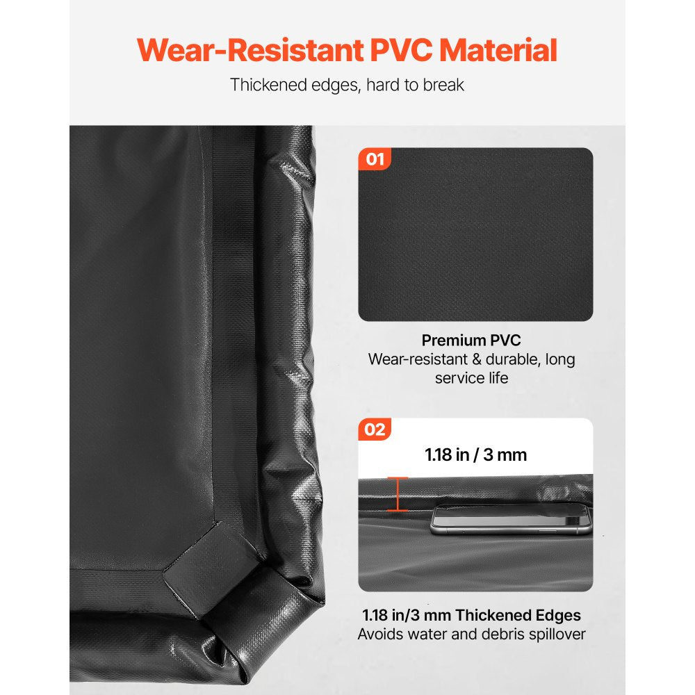 VEVOR Containment Mat, 7 ft 9 in x 16 ft, Non-Slip PVC Garage Floor Mat with a Cleaning Squeegee, Heavy Duty Durable Waterproof Containment Protection from Snow, Rain and Mud for Cars Parking, Black