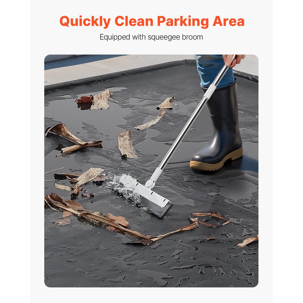VEVOR Containment Mat, 7 ft 9 in x 16 ft, Non-Slip PVC Garage Floor Mat with a Cleaning Squeegee, Heavy Duty Durable Waterproof Containment Protection from Snow, Rain and Mud for Cars Parking, Black