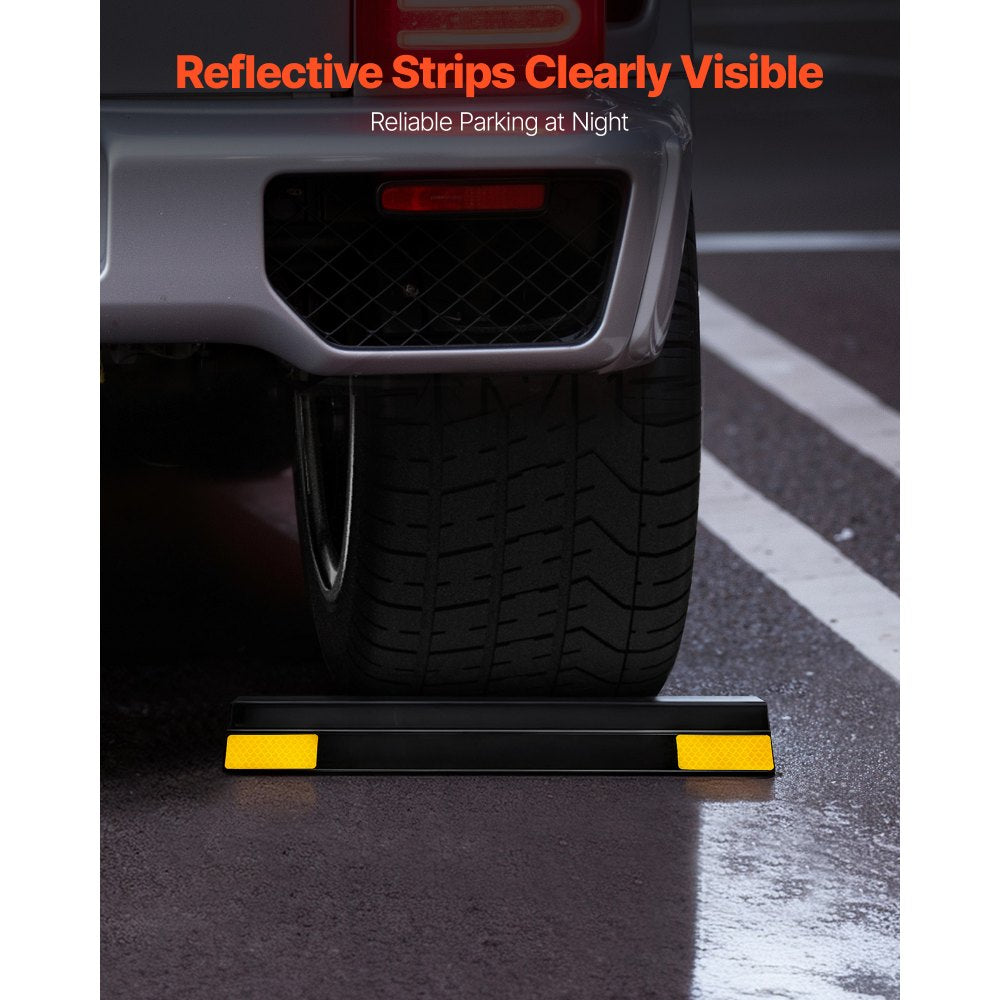 VEVOR Parking Stopper, 16 Inch 2 Pcs Heavy Duty Parking Aid for Garage, PP Curb Garage Floor Stopper with Reflective Strips, Vehicles Gadgets for Cars Vans Trucks Tire Wheel Guide Block Stops Bumpers