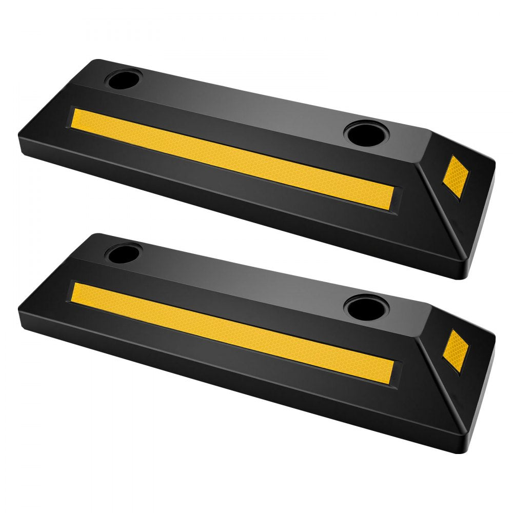 VEVOR Parking Stopper, 21.6 Inch 2 Pcs Heavy Duty Parking Aid for Garage, Rubber Curb Garage Floor Stopper with Reflective Strips, Aid Gadgets for Cars Vans Trucks Tire Wheel Guide Block Stops Bumpers