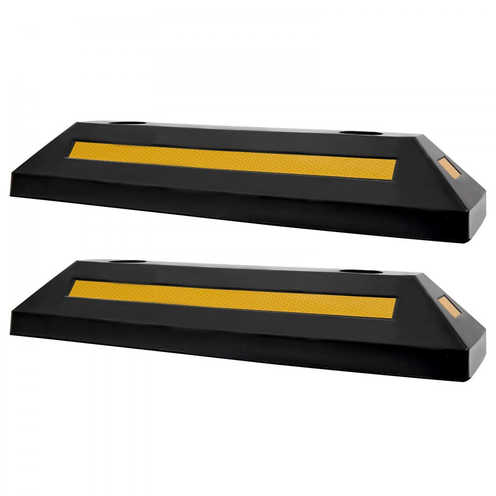 VEVOR Parking Stopper, 21.6 Inch 2 Pcs Heavy Duty Parking Aid for Garage, Rubber Curb Garage Floor Stopper with Reflective Strips, Aid Gadgets for Cars Vans Trucks Tire Wheel Guide Block Stops Bumpers