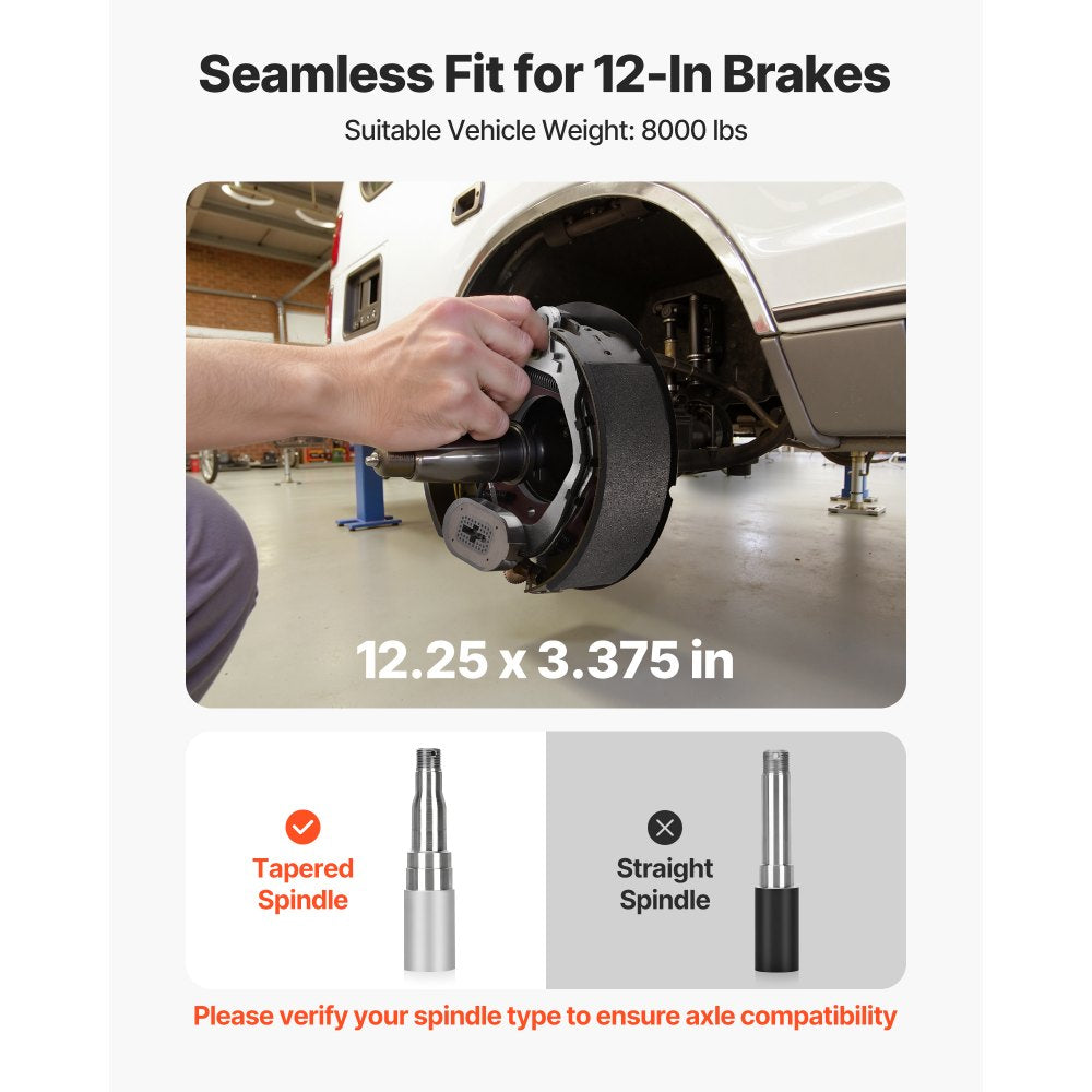 VEVOR Electric Trailer Brake Kit, 12.25 x 3.375 Inch, 1 Pair Self-Adjusting Electric Brakes Kit for 8000 lbs Trailer Axle, Backing Plates for Braking System Part Replacement, Fit for Trailers, RVs