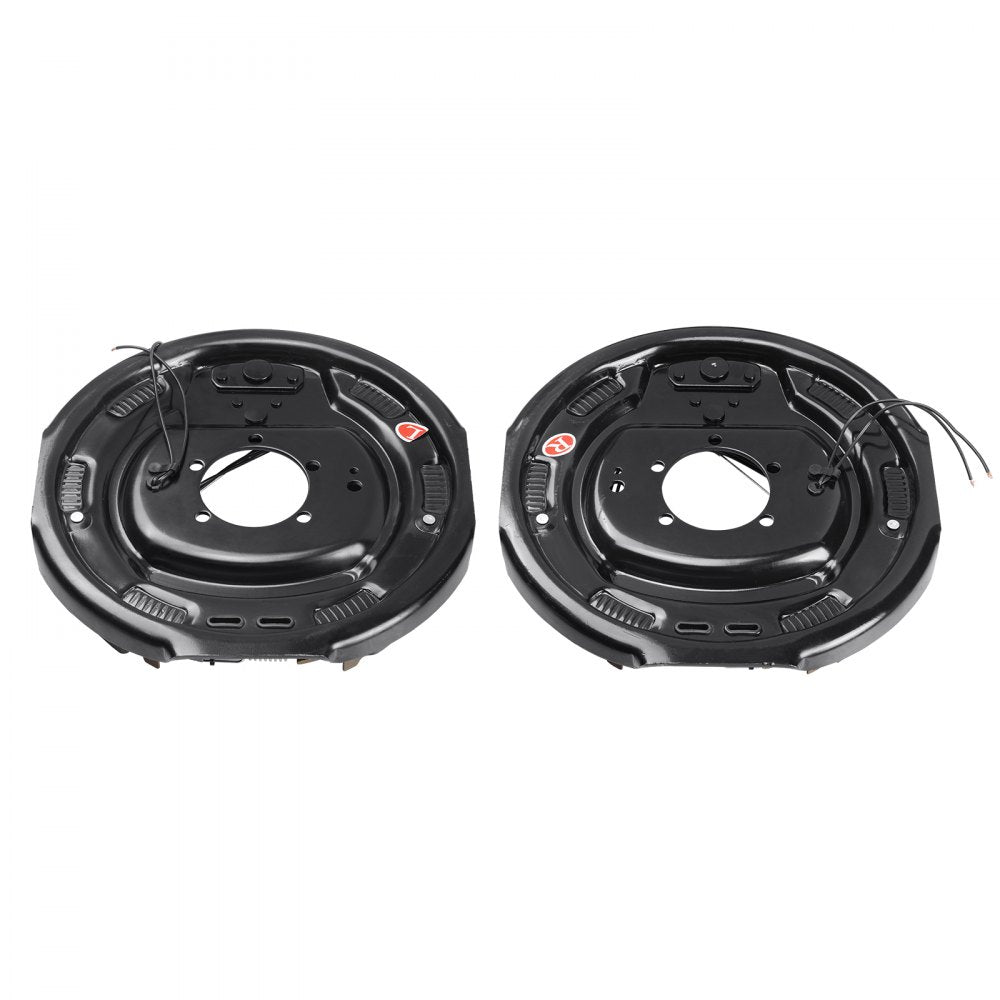 VEVOR Electric Trailer Brake Assembly, 12" x 2", 1 Pair Self-Adjusting Electric Brakes Kit for 7000 lbs Axle, 5-Hole Mounting, Backing Plates for Braking System Part Replacement (1 Right + 1 Left)