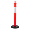 VEVOR 6 Pack Traffic Delineator Posts, 48 inches Traffic Safety Cones with Fillable Base and Reflective Strips, Heavy Duty Delineator Posts for Construction Site, Parking Lot, Crowd Control, Red