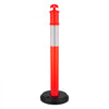 VEVOR 2 Pack Traffic Delineator Posts, 48 inches Traffic Safety Cones with Fillable Base and Reflective Strips, Heavy Duty Delineator Posts for Construction Site, Parking Lot, Crowd Control, Red