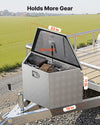 VEVOR Trailer Tongue Box, 33" x 19" x 18" Aluminum Trailer Tongue Tool Box, Heavy Duty Storage Organizer with Lock and Keys, Utility Tool Chest for Pickup Truck Bed, RV, SUV, Off-Road Vehicle, Silver