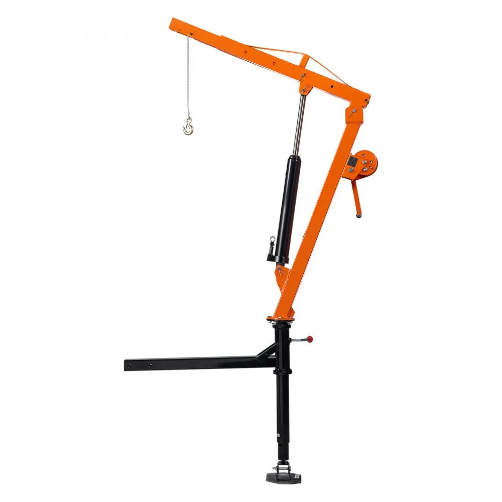 VEVOR Truck Crane, 500 lbs Pickup Hitch Crane Trailer Hitch Mounted with Manual Winch & Hydraulic Jack, 360° Rotating Telescopic Boom, Foldable Truck Bed Jib Hoist for Machine Lumber Equipment Lifting