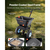 VEVOR Broadcast Spreader, 100LBS4Capacity, Walk-Behind Push Spreader, 0-9.8ft Spreading Width, 13 in All Terrain Pneumatic Tires, Lawn Spreaders with Hopper Grate, for Seed, Fertilizer, Salt, Ice Melt
