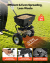 VEVOR Walk-Behind Spreader, 12ft Spreading Width, Push Broadcast Spreader with 13" All-Terrain Tires, Adjustable Flow Control, 130lbs Capacity Hopper, Lawn Spreaders for Fertilizer Seed Ice Melt