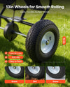 VEVOR Walk-Behind Spreader, 12ft Spreading Width, Push Broadcast Spreader with 13" All-Terrain Tires, Adjustable Flow Control, 130lbs Capacity Hopper, Lawn Spreaders for Fertilizer Seed Ice Melt