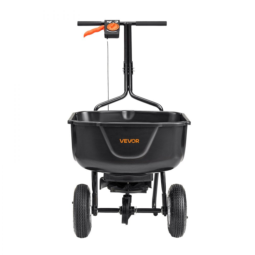 VEVOR Walk Behind Spreader, 60LBS Capacity, Push Spreader with Hopper Grate, 0-9.8 ft Spreading Width, 8 in All Terrain Pneumatic Tires, Garden & Lawn Broadcast Spreaders, for Seed, Fertilizer