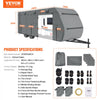 VEVOR Travel Trailer Cover, 28-31 ft RV Cover, Top 300D Oxford Fabric Camper Cover, Waterproof, Windproof and Rip-Stop Class A RV Cover, with Storage Bag, Repair Patches, Straps and Tire Covers