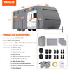 VEVOR Travel Trailer Cover, 24-27 ft RV Cover, 4-Layer Non-Woven Fabric Camper Cover, Waterproof, Windproof and Rip-Stop Class A RV Cover, with Storage Bag, Repair Patches, Straps and Tire Covers