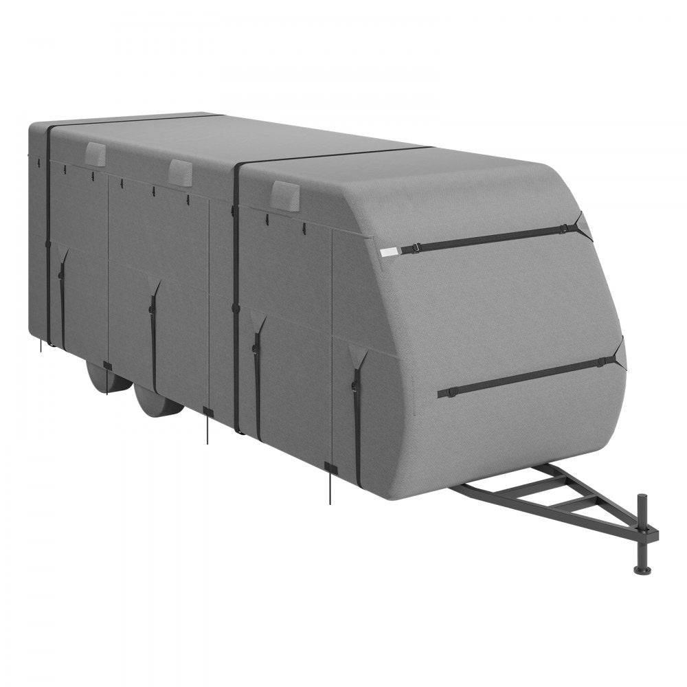 VEVOR Travel Trailer Cover, 24-27 ft RV Cover, 4-Layer Non-Woven Fabric Camper Cover, Waterproof, Windproof and Rip-Stop Class A RV Cover, with Storage Bag, Repair Patches, Straps and Tire Covers