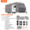 VEVOR Travel Trailer Cover, 20-22 ft RV Cover, 4-Layer Non-Woven Fabric Camper Cover, Waterproof, Windproof and Rip-Stop Class A RV Cover, with Storage Bag, Repair Patches, Straps and Tire Covers