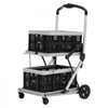 VEVOR Collapsible Shopping Cart with Wheels Foldable for Grocery Black Gray, 200lbs Capacity Rolling Utility Cart, Storage Crate & Foot Brake, Portable Folding for Groceries, Warehouse, Supermarket