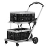 VEVOR Collapsible Shopping Cart with Wheels Foldable for Grocery Black Gray, 200lbs Capacity Rolling Utility Cart, Storage Crate & Foot Brake, Portable Folding for Groceries, Warehouse, Supermarket