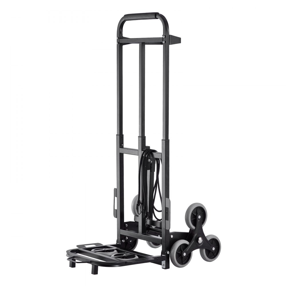 VEVOR Stair Climbing Cart, 460 lbs Capacity Stair Climber Hand Truck and Dolly, Heavy-Duty Folding Trolley Cart with Dual Handle, 6 Wheels & 2 Elastic Ropes for Home Office Shopping Moving Warehouse