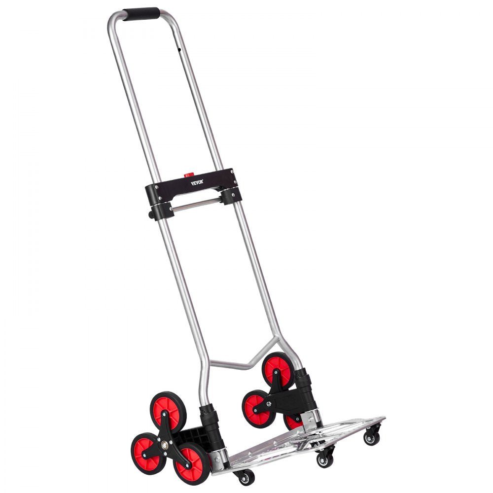 VEVOR Stair Climbing Cart, 260 lbs Capacity Stair Climber Hand Truck and Dolly, Heavy-Duty Folding Trolley Cart with Telescoping Handle, 10 Wheels & 2 Elastic Ropes for Home Shopping Moving Warehouse