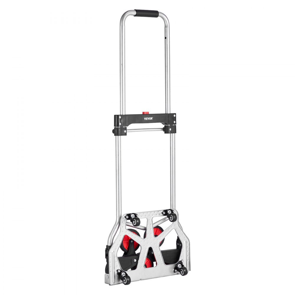 VEVOR Stair Climbing Cart, 260 lbs Capacity Stair Climber Hand Truck and Dolly, Heavy-Duty Folding Trolley Cart with Telescoping Handle, 10 Wheels & 2 Elastic Ropes for Home Shopping Moving Warehouse