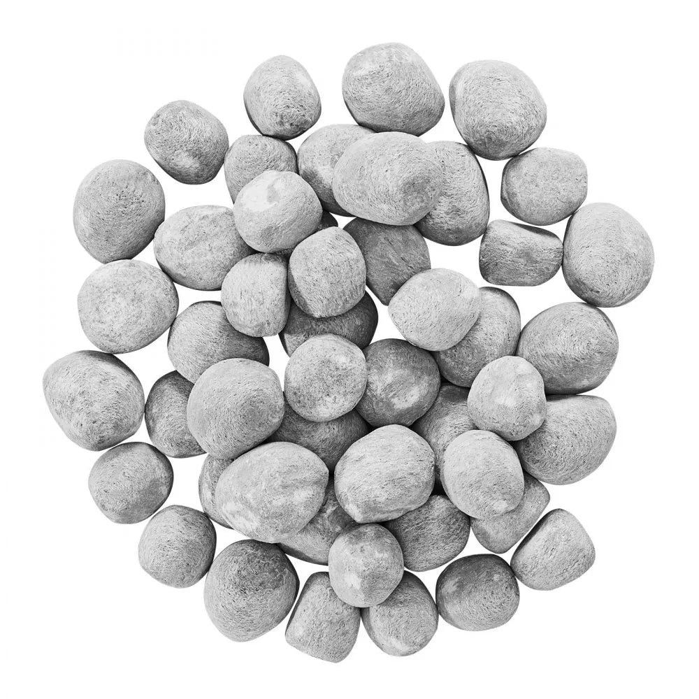 VEVOR Ceramic Fire Pebble Stones, 1-2 inch 48 Pcs Lava Rocks, Reusable Fire Pit Stones Indoor and Outdoor Use, Decorative Firepit Rocks for Propane/Gas Fireplace, Stove, Courtyard, Camping